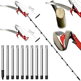 Tree Cutters Long Reach Telescopic,4m Pole Pruning Saw with Extendable Lightweight Handle and 34cm Steel Blade,High Tree Pruners & Saw 2 in 1,Extendable Garden Shears for Palm Oak High Branches