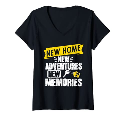 Womens Funny Proud Homeowner New Homenew Adventures New Memories V-Neck T-Shirt