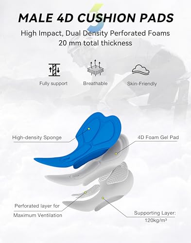 Bikewa Shorts masculinos para mountain bike, 4D, acolchoados, folgados, para ciclismo, ciclismo, cic