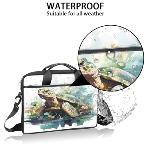 Maletín para laptop con diseño de tortuga y flores 15 pulgadas miniatura 3