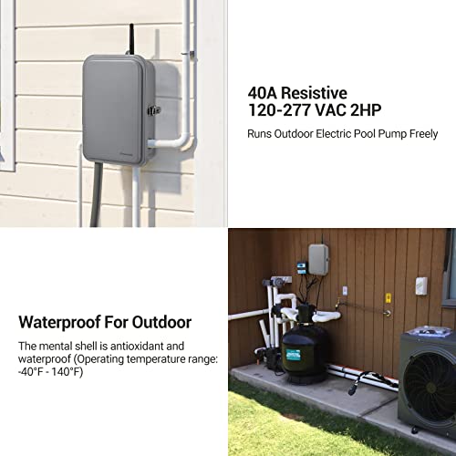Dewenwils Pool Pump Timer, Outdoor Smart Wi-Fi Box, Heavy Duty 40A 120-277 Vac 2Hp Wireless Controller Timer For Pool, Water Heater, Compatible With Smart Phone, Alexa, Google Assistant, Ul Listed #TOP3