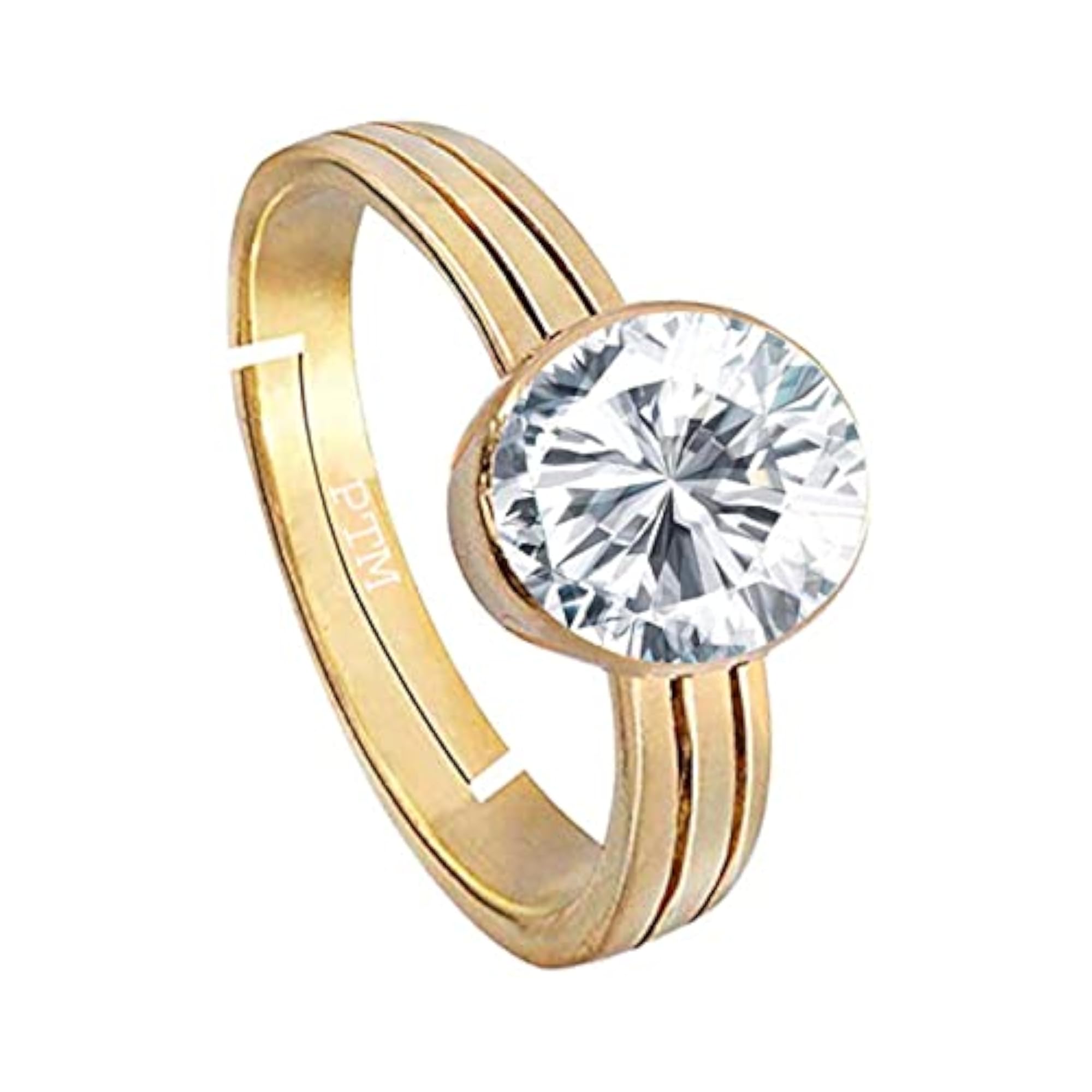 Adjustable American Diamond Certified Gemstone Gold Plated Ring
