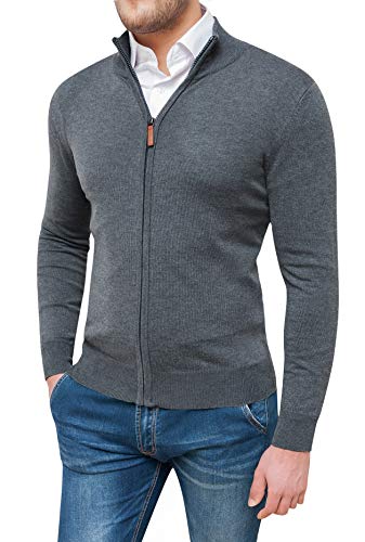 Pull Cardigan Homme pour un style décontracté au quotidien, gilet hiver gris foncé XXL