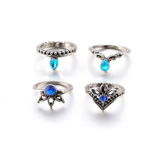Hanloud Women Silver Plated Knuckle Stacking Ring Set #TOP5