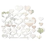 Healeved Pegatinas Adhesivas para Pared en Forma de Corazón Calcomanías de Espejo Acrílico Decorativas para Dormitorio y Sala Decoración de Pared Espejo 1 Juego Decorativo Resistente y