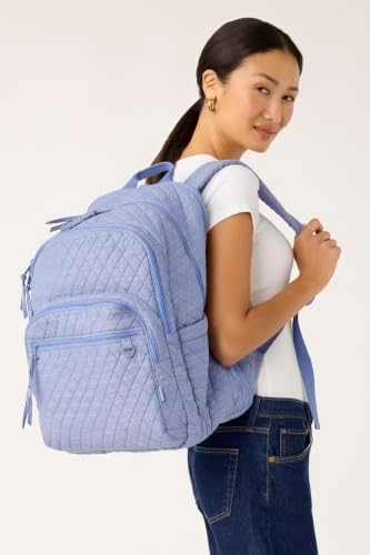 Vera Bradley Premium Cotton XL Bancroft Backpack – Blue Chambray, 38L - 1