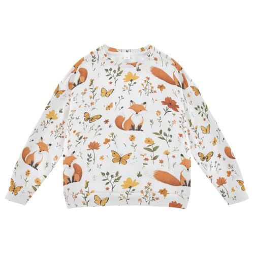 JUNZAN Cartoon Fox White Little Boys Pullover Hoodie Long Sleeve Boys Sweat Shirt Party 4T