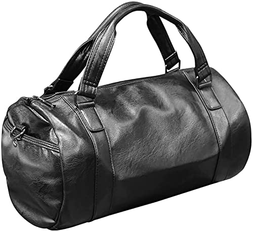 Carry On Garment Bag, Waterproof Mens Garment Bag for Travel Business, Large PU Leather Duffel Bag Overnight Gym Sports Weekend Bag Wear-Resistant and Non-Slip