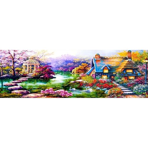 Peinture diamant lac 110x50 cm broderie point de croix maison
