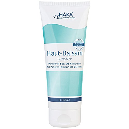 HAKA Hautbalsam sensitiv I 200 ml I Lotion zur Körperpflege, Hautpflege und Gesichtspflege I Parfümfreie Pflegecreme für trockene, strapazierte Haut (200 ml)