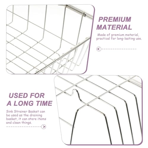 Práctico escurridor de acero inoxidable para fregadero, escurridor extensible con soporte para cubiertos, almacenamiento para fregadero para uso en cocina, 340 x 250 mm, higiénico y resistente al