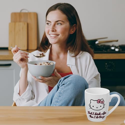 Image of Get Trend Hello Kitty Sanrio 11oz Mug and Socks Set, Kawaii Crew Socks Ceramic Coffee Mug Microwave Safe, Gifts for Women, Wife, Girlfriend (Pink /White Hello Kitty)