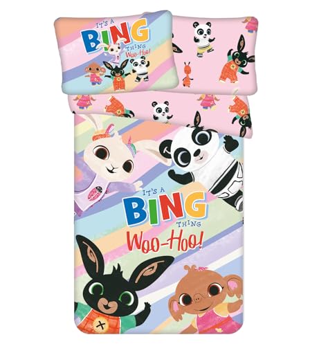 Jerry Fabrics Set di biancheria da letto Bing per bambini | Copripiumino per lettino 100x135 cm + Federa 40x60 cm | 100% cotone | Set di biancheria da letto morbida per neonati o letti piccoli
