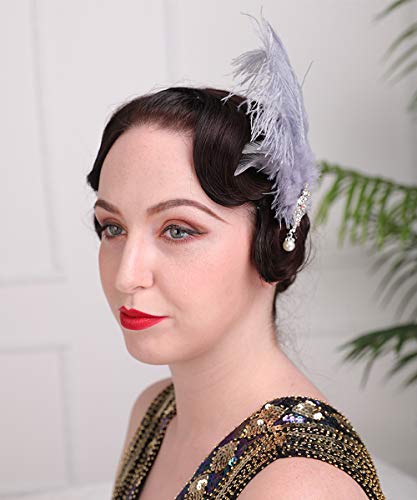 Aimimier 1920S Great Gatsby Headpiece Flapper Feather Hair Clip Crystal Teardop Roaring 20S Accessories Prom Party Festival Gatsby Hair Jewelry For Women And Girls #TOP2