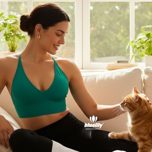 Image of BLUELILY Adjustable Deep V Neck Bras 3 /5 Pack Sports Bras for Women Padded Seamless Spaghetti Strap Criss Cross Yoga Bras