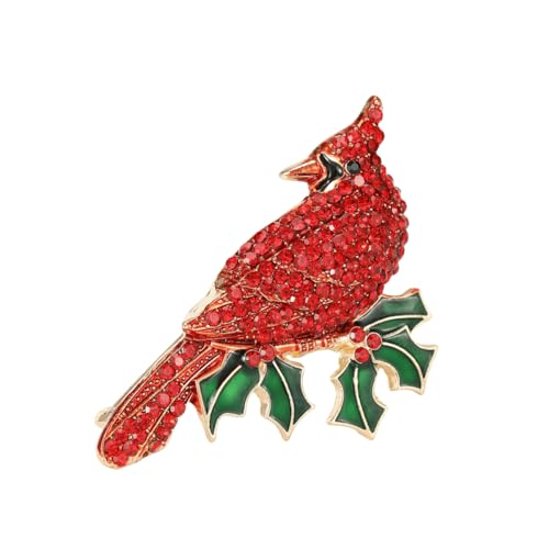 Image of KKAMAGI Retro Style Cardinal Large Brooch Rhinestone Red Bird Pins for Women Accessories
