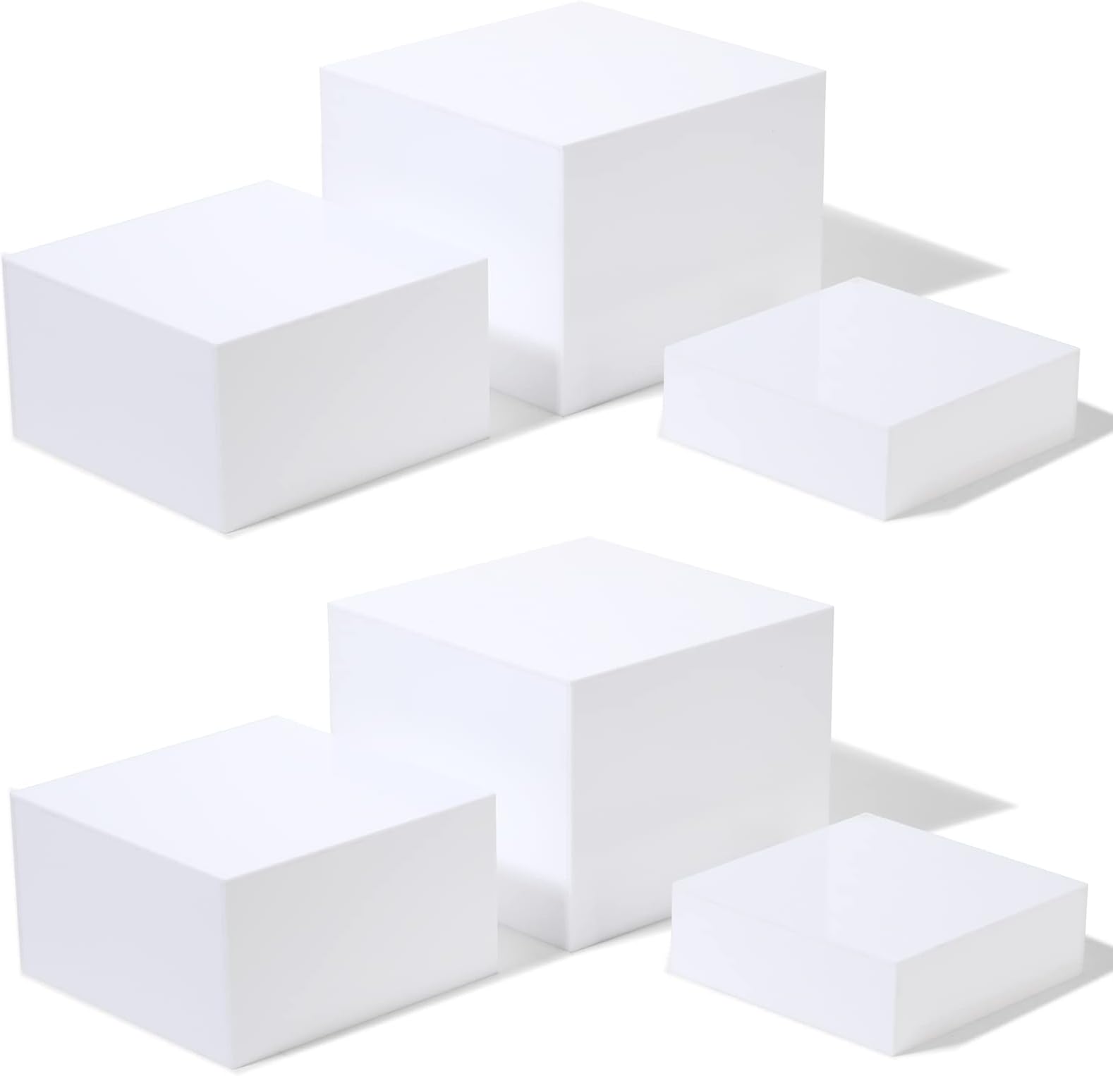 6pcs White Acrylic Food Display Risers Stands,Dessert Risers Buffet Display Stands,White Acrylic Boxes Display , Food Risers Catering Food Stands, Vendor Events Retail Food Display, Stackable Display Risers Props, Food Service Risers Set Up
