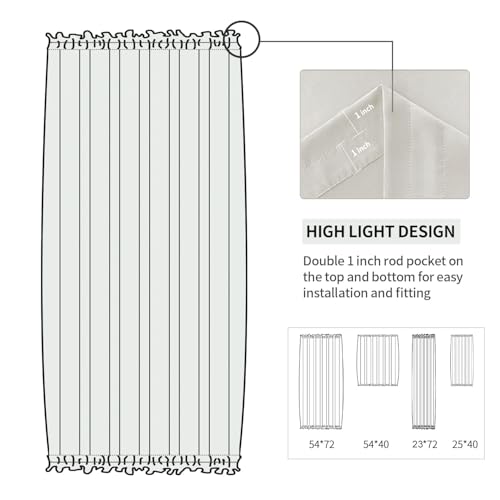 DWCN French Door Curtains – Rod Pocket Thermal Curtain for Doors with Glass Window, Kitchen and Patio Doors for Privacy, 23 X 72 Inches Long, 1 Curtain Panel with Tieback, Ivory Beige by DWCN - Used condition - Image 3