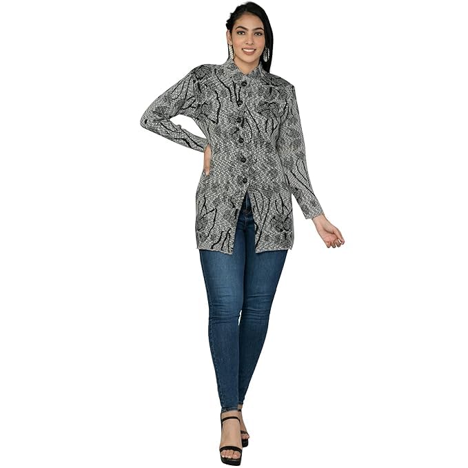 Muskan Knitwear Womens Cardigan for Womens Long Hair Cardigan (in, Alpha, XL, Regular, XL, Black)-image-2