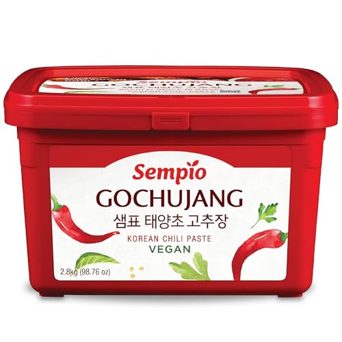 SEMPIO Vegan Gochujang - Mild Heat Korean Red Chili Pepper Paste: Spicy Sweet Savory Paste, Traditional Fermented Condiment for Cooking, Marinades, Dips, Halal Certified (6.2lbs/2.8kg)