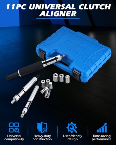 FreeTec 11-tlg Kupplungszentrierwerkzeug Set | Zentrierwerkzeug für Kupplungsscheiben 12–20 mm | Zentrierdorn mit 3 verstellbaren Spindeln | Universal Kupplung Zentrierwerkzeug für PKW & Nutzfahrzeuge