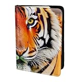 NImongt Reisepass mit Tigerstreifen, orangefarbenes Muster, 14 cm, Reisedokument für Männer und Frauen, Business, Freizeit, Reisen, Schwarz , Eine Größe