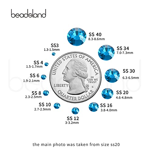 Image of Beadsland Flat Back Crystal Rhinestones, Indicolite, SS20, 2880pcs | Flatback Glass Gems, 4.6-4.8mm, for Nail Art Craft, Glue Fix