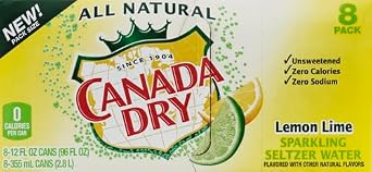 Canada Dry Lemon Lime Sparkling Seltzer Water, 12 Fluid Ounce Can, 8 Count