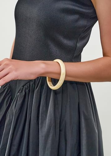 WOWORAMA Thin Acrylic Resin Bangles Bracelet for Women Dainty Round Acrylic Bracelets Cream White Tortoise Acetate Resin Bangles Simple Plastic Bracelet Jewelry