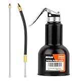 DIFFLIFE Oil Can Transparent High Pressure Oiler Lubrication Oil Can Bottle Oiling Gun with Rigid & Flex Spout Thumb Pump Tool Oiler (Black-500ml)-17 OZ.