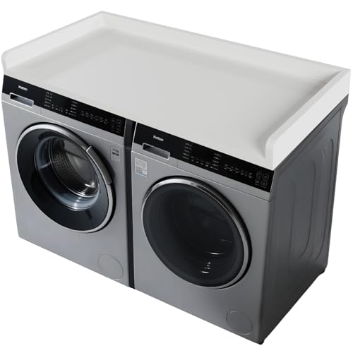 FAHKNS Washer Dryer Countertop - Solid Wood Laundry Topper with Anti-Slip Mat, 54