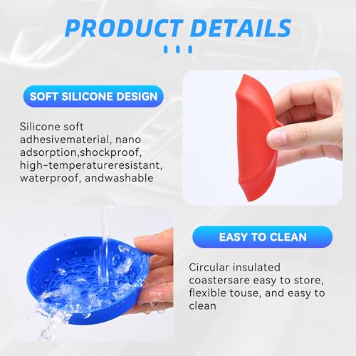 4PCS Portavasos para carro de silicona antideslizante rojo miniatura 3