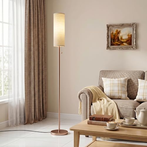 Lámpara de pie Ambimall de diseño minimalista con acabado en lino beige