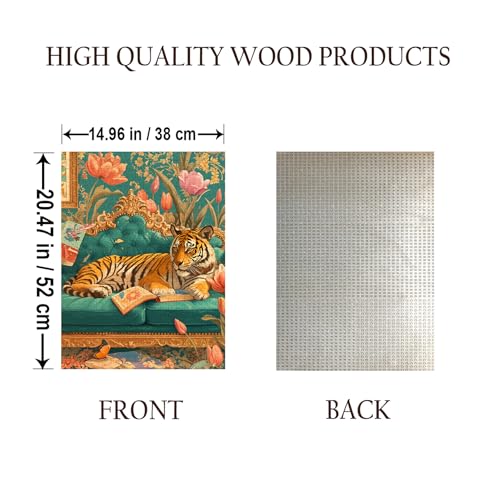 Rompecabezas de madera Tiger Reading para adultos, 500 piezas, arte mural, tamaño final: 20 x 15 pulgadas miniatura 2