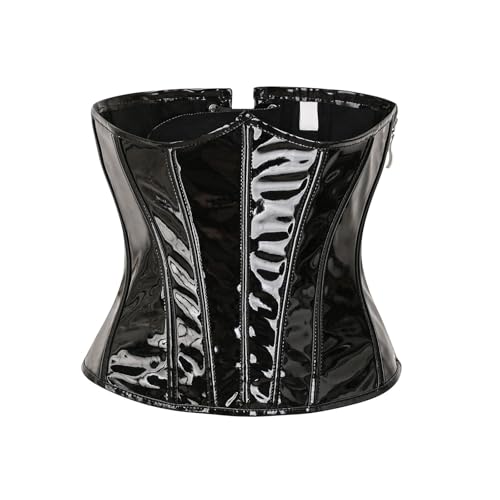 Korsett Damen schwarz Korsett Kleid Halloween Corset Dress Damen Kleid Rock Overbust Bustier Shapewear Lingerie Floral Lace Up Ruffle Trim Waist Push...