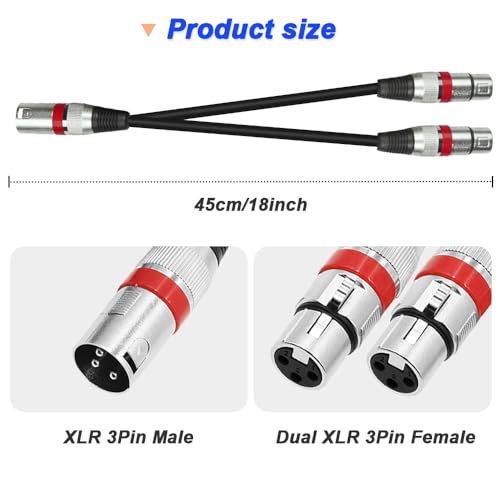 Câble de microphone répartiteur XLR double mâle pour console de mixage et ampli 45cm