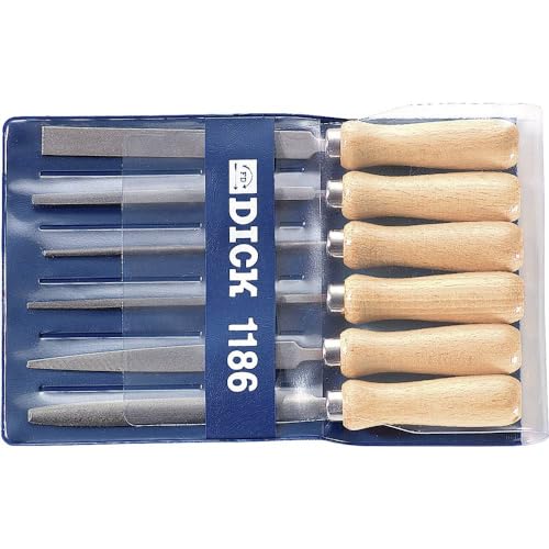 F. DICK Schlüsselfeilensatz 6tlg. 100 mm (Feilen für allgemeine Arbeiten, Hieb 2, Stahl, Eisen, NE-Metall) 11861020, Schwarz/Rot