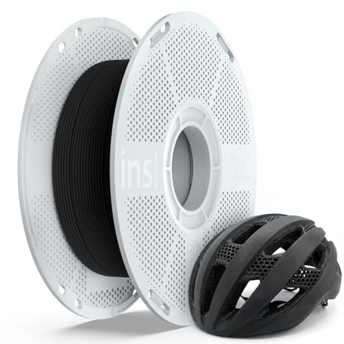 Inslogic PA6-CF20 Carbon Fiber Nylon Filament 1.75mm Black 0.5kg Spool 20% Carbon Fiber Reinforced PA6 Filament Low Warp & Wear Resistant for Functional Parts & Industrial Tools