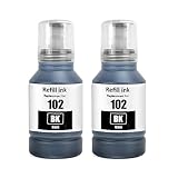 SHUOLEI 102 Ink Compatible with Epson 102 Ink Bottle Multipack for EcoTank ET-2750 ET-2751 ET-2756 ET-2850 ET-2856 ET-3700 ET-3750 ET-4750 ET-4850 ET-4856 ET-15000 (2-Pack, 2 Black Pigment)