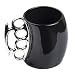 Funny Coffee Mug,Brass Knuckle Duster Creative Ceramic Cup Cool Black Mugs with Silver Handle