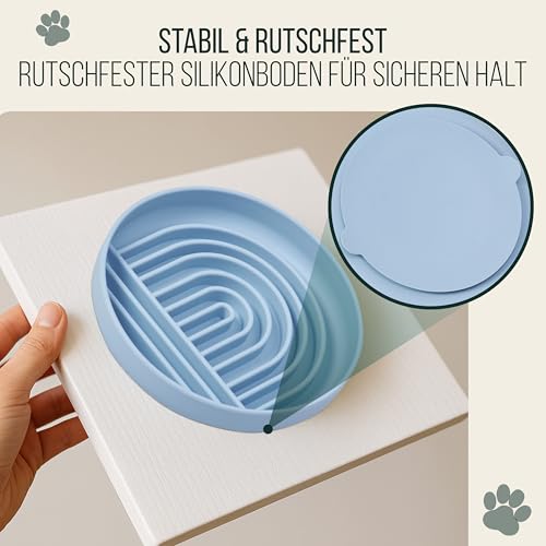 Happilax Antischlingnapf für Hunde – Silikon-Futternapf für langsames Fressen – Fördert Verdauung & mentale Stimulation – Sicher & leicht zu reinigen – 25x4x18 cm, Blau