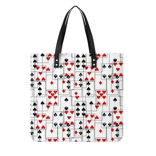 Tote bag Poker Blanc femmes grand sac à bandoulière shopper et sac de voyage 39x39cm