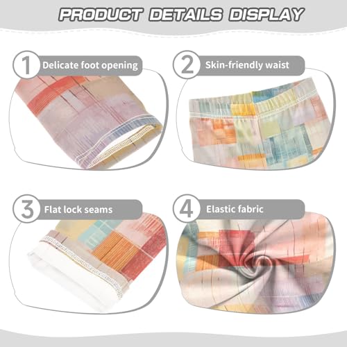 Watercolor Pattern with Squares Girls Leggings,Workout Leggings for Girls Toddler Athletic Leggings Size for 3-10T3