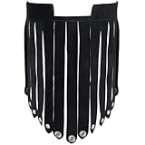 CALFOVERA Falda de Cuero Sintético con Borlas Retro para Caballeros Mercenarios, Armadura de Muslo, Armadura de Cintura Vikinga Medieval, Falda Escocesa de Gladiador Romano, Delantal con (Negro)