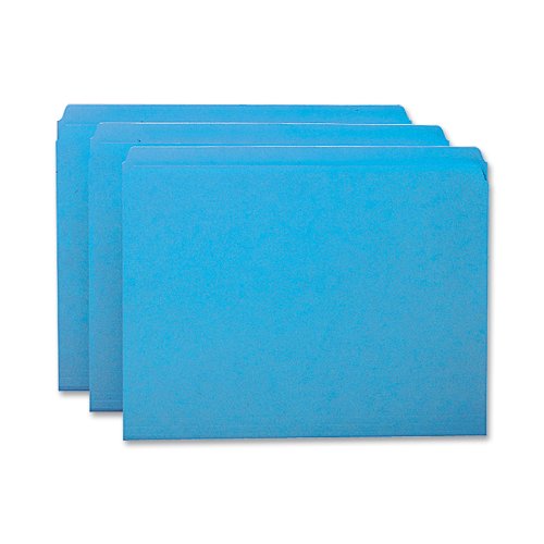 Smead File Folder, Reinforced Straight-Cut Tab, Letter Size, Blue, 100 per Box (12010)