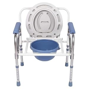 Bedside Commodes Height Adjustable Bath Toilet Chair,Toilet Seat Folding Bedside Commode with Safety Steel Frame,Tool-Free Assembly Daily Living Aids