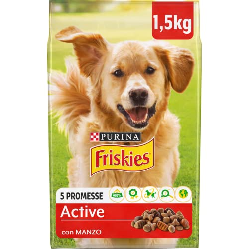 PURINA FRISKIES 5 Promesse Crocchette per Cani Adulti con Manzo 6 Sacchi da 1.5kg