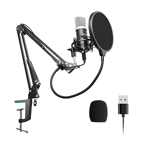 UHURU USBマイク コンデンサーマイク PCマイク マイクセット 単一指向性 192KHZ/24BIT 配信用マイク アームスタンド付き 録音/生放送/YOUTUBE/ゲーム実況/ポッドキャストに適応(UM900)