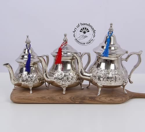 Moroccan Elegant handcrafted/Silver Qudsi Teapot from Fez/Moroccan Teapot/Authentic Silver teapot/Handmade Teapot from Morocco (10OZ / 300 ML)