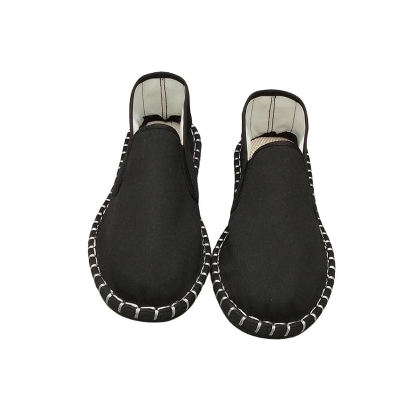 Men’s Lock Stitch Cloth Shoes – Comfortable Slip-On Flat Shoes for Middle-Aged & Men| 45 | Black